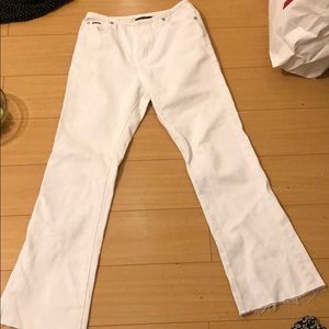 High waisted white flare pants